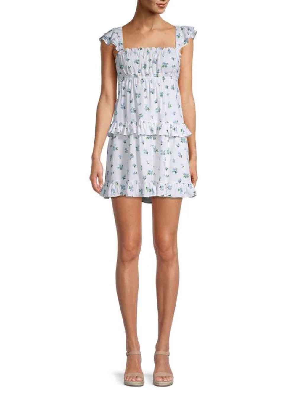 WEWOREWHAT FLORAL-PRINT TIERED DRESS